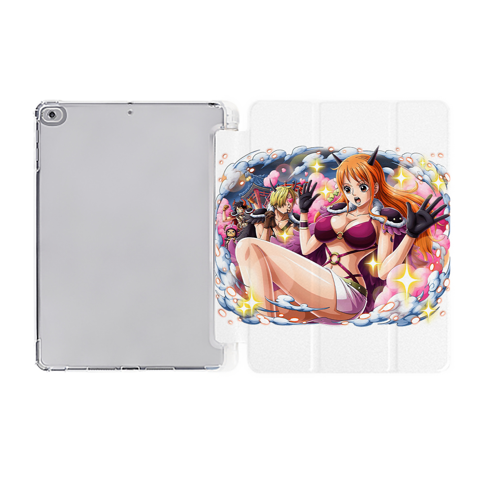 （画像用） ワンピース ナミ ONE PIECE Nami IPad ケース ペン収納付き 三つ折りスタンド PUレザー×シリコン 対応機種9.5/10.5/10.9インチ